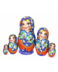 Матрешка Рябиновые гроздья на синем 5м 17см