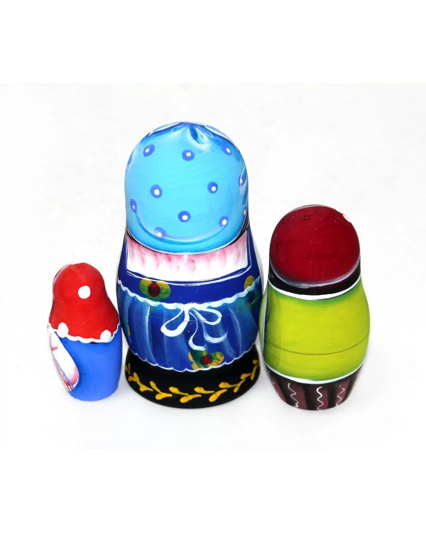 Матрешка Сорока (голубой платок) 3м 11-12 см