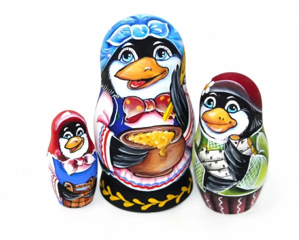 Матрешка Сорока (голубой платок) 3м 11-12 см