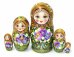 Матрешка Эля с анютиными глазками (золотая) 5 мест 17 см