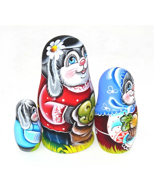 Матрешка Заяц садовод 3м 11-12 см