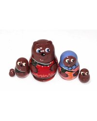 Матрешка Медведь коричневый мини 5 мест 5,5-6 см