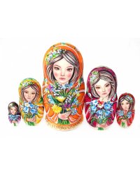 Матрешка Девушка с цветами 5м 17см