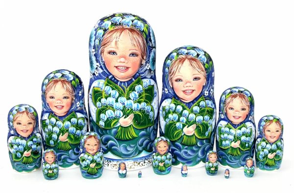 ОБЛОЖКИ ДЛЯ ПАСПОРТА (Алеф) Матрешка Ландыши (синяя) 15м 33см