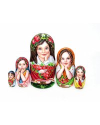 Матрешка Дети с вишней 5м 17см