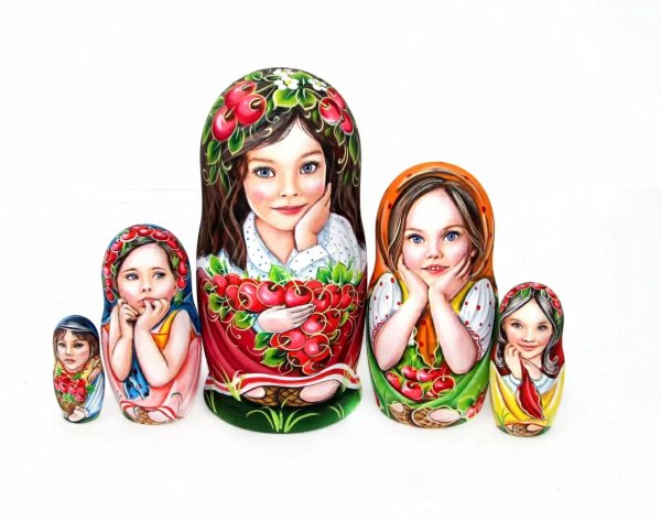 Матрешка Дети с вишней 5м 17см