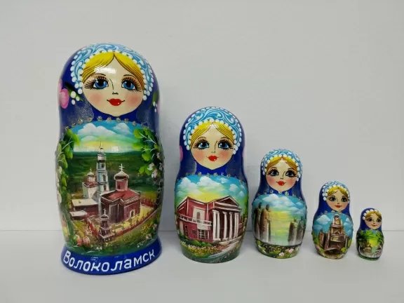 Матрешка Волоколамск (синяя) 5м 17см