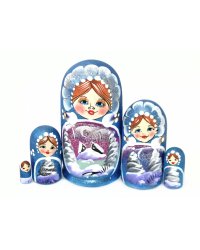 Матрешка Пейзаж (голубая) 5м9