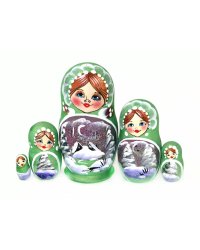 Матрешка Пейзаж (зеленая) 5м9