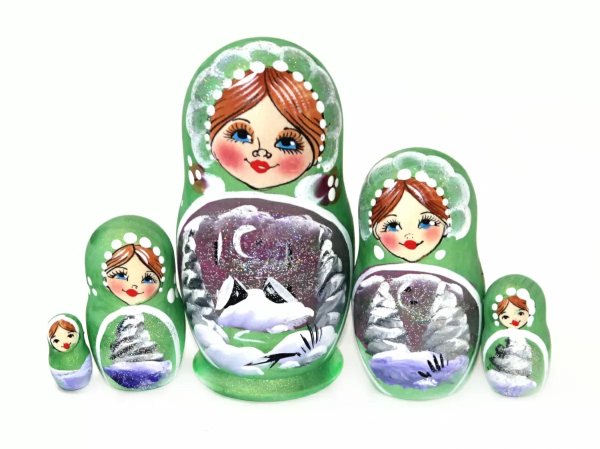 Матрешка Пейзаж (зеленая) 5м9