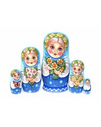 Матрешка Марта с весенним букетом VE 5м 14см