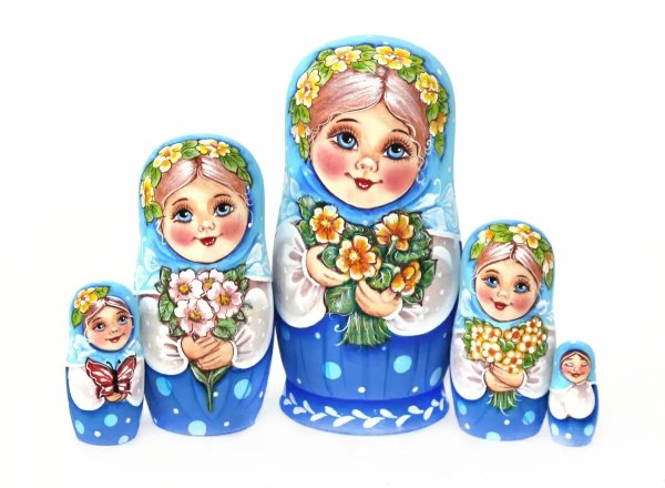 Матрешка Марта с весенним букетом VE 5м 14см
