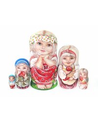 Матрешка Олеся с венком 5м17см
