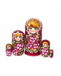 Матрешка Нина Бордовая 5м17см