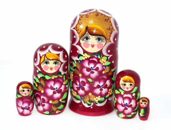 Матрешка Нина Бордовая 5м17см