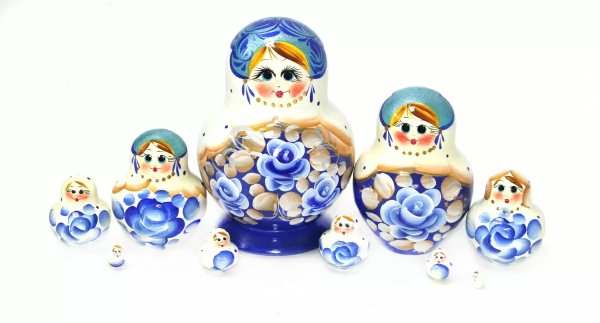 Матрешка Роза В. белая 10м13 см