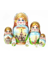 Матрешка Москва белая 7м 21см