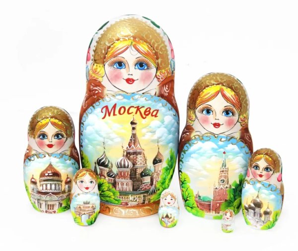 Матрешка Москва белая 7м 21см