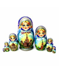 Матрешка Москва синяя 7м 21см