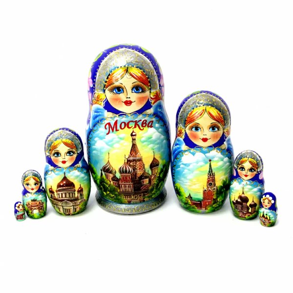 Матрешка Москва синяя 7м 21см