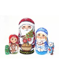 Матрешка Дедушка Мороз с елкой 5м 17см