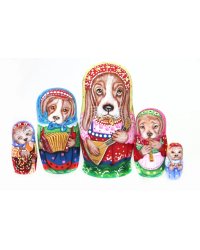 Матрешка Собака с бабалайкой 5м 17см