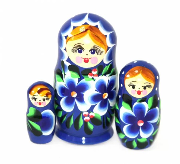 Матрешка Нина синяя 3м9 Матрешка Нина синяя 3м9