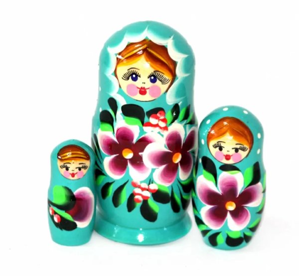 Матрешка Нина зеленая 3м9 Матрешка Нина зеленая 3м9