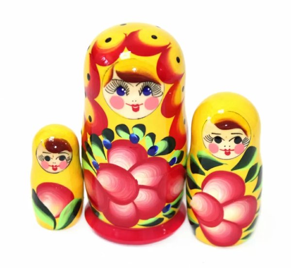 Матрешка Нина желтая 3м9 Матрешка Нина желтая 3м9