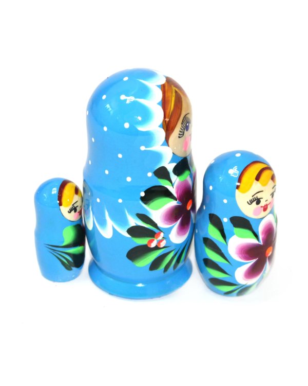 Матрешка Нина голубая 3м9