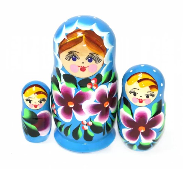 Матрешка Нина голубая 3м9
