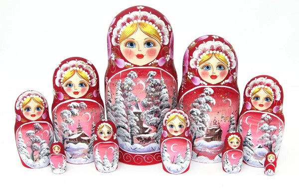 Матрешка Пейзаж (бордовая) 10м 25см