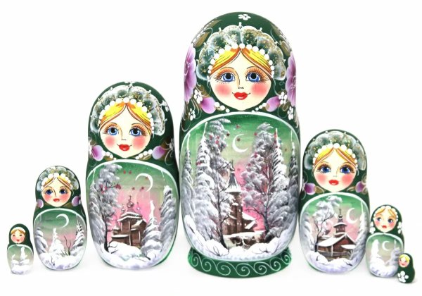 Матрешка Пейзаж (зеленая) 7 м 21 см