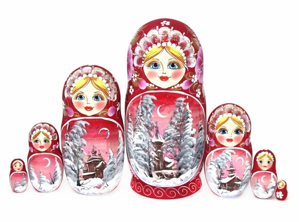 Матрешка Пейзаж (бордовая) 7 м 21 см