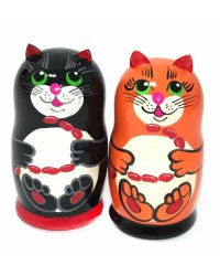 Матрешка Кот с колбасой (черный, рыжий, серый) 3м10см в ассортименте