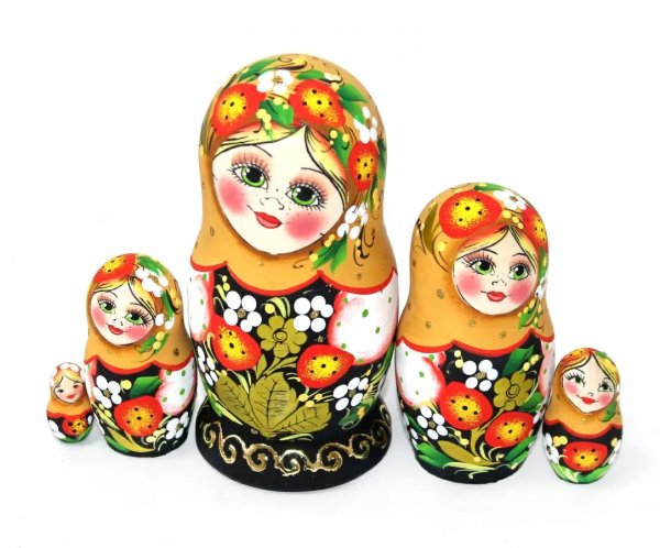 Матрешка Клубничка (охра) 12 см 5 мест