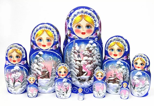 Матрешка Пейзаж (ультрамарин) 10м 25см