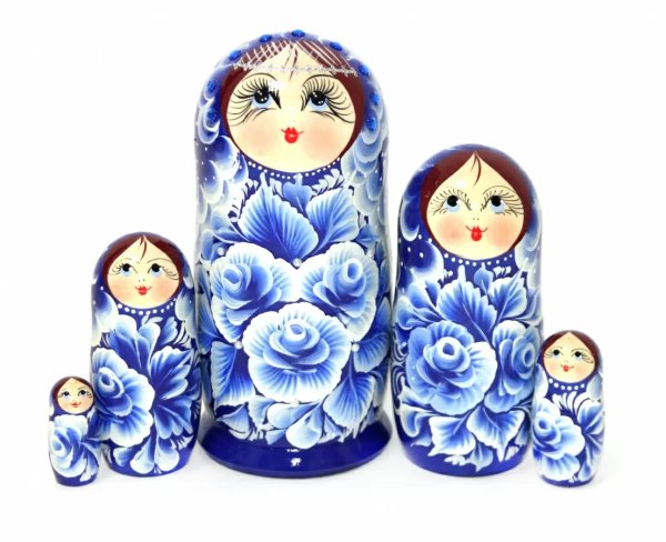 Матрешка Самоцветы синяя 17 см 5 м