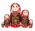 Матрешка Самоцветы красная золотые цветы17 см 5 м