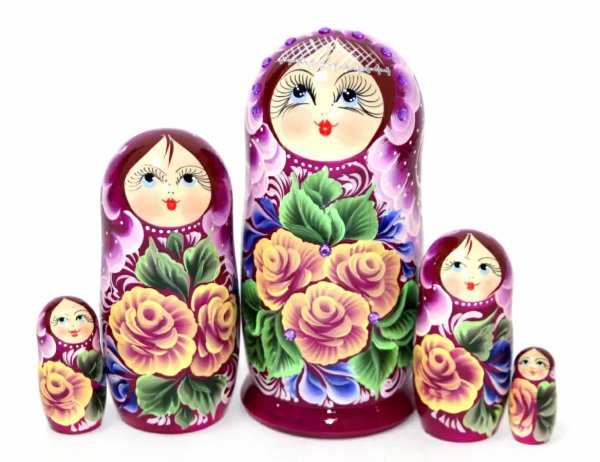 Матрешка Самоцветы фиолетовая 17 см 5 м