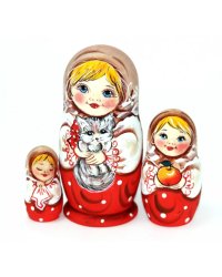 Матрешка Света с Муркой (беж.-красная) VE 3м11 см