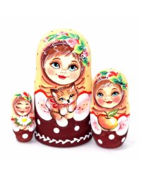 Матрешка Оля с кошечкой (охра) VE 3м11 см