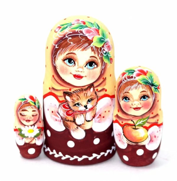 Матрешка Оля с кошечкой (охра) VE 3м11 см