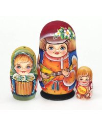 Матрешка Андрюша с балалайкой (оранж.-синий) VE 3м11 см
