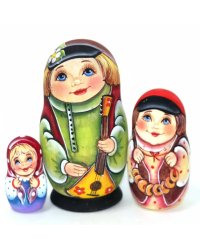 Матрешка Денис с балалайкой (зеленая) 3м11