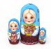 Матрешка Мила с букетом земляники (голубая, бордовая) 3м11