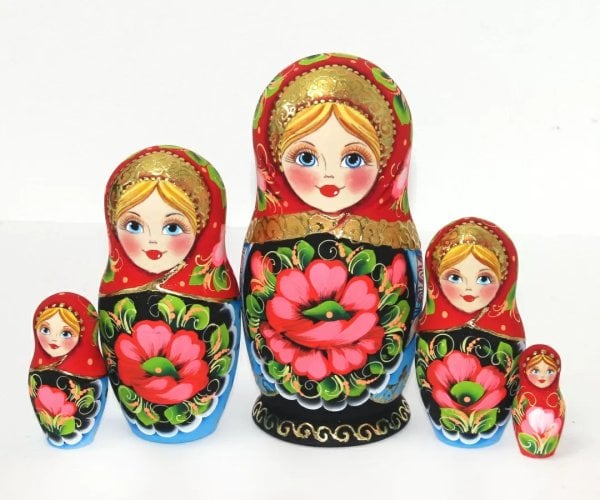 Матрешка Маки золото 5м17см