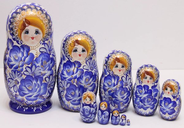 Матрешка Роза ВП синяя 10м25