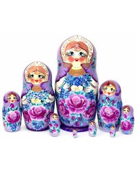 Матрешка Татьяна розы сиреневая 10м25