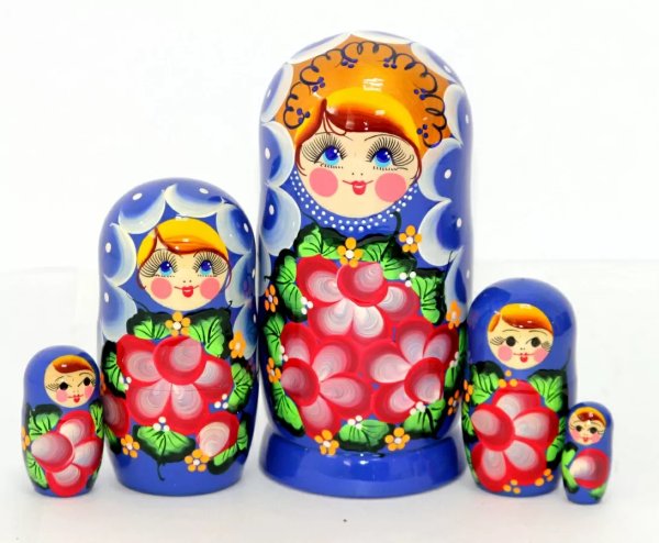 Матрешка Нина Синяя 5м17см